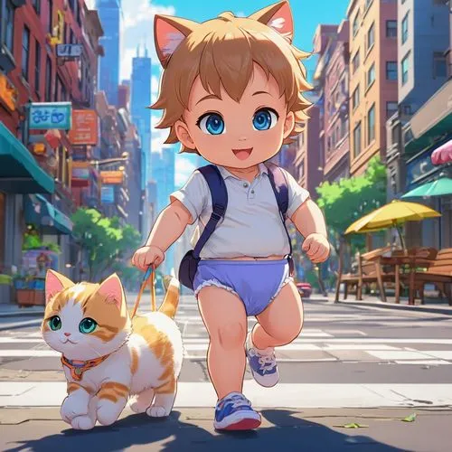 akiba,mikania,akihabara,pekoe,cute cartoon character,tennekoon,Illustration,Japanese style,Japanese Style 03