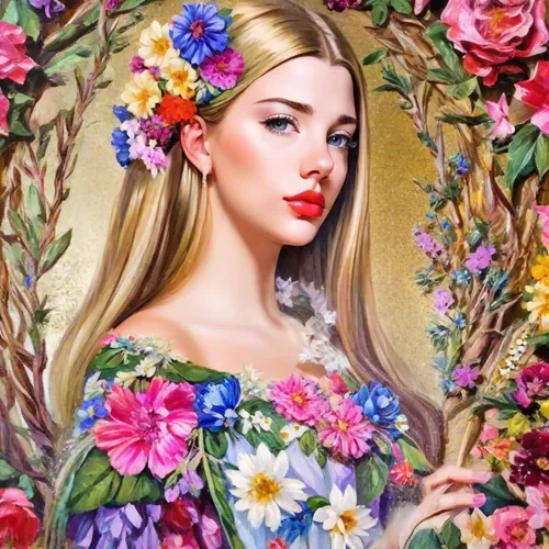 girl in flowers,beautiful girl with flowers,wreath of flowers,girl in a wreath,splendor of flowers,flower painting,floral wreath,flower art,blooming wreath,with a bouquet of flowers,flower girl,girl picking flowers,flower fairy,flora,colorful floral,boho art,floral,flower wall en,girl in the garden,flower wreath