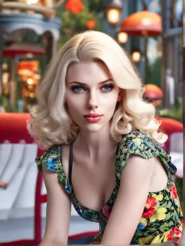 blonde woman,retro woman,dahlia white-green,vintage woman,retro girl,retro women,vintage girl,retro pin up girl,50's style,realdoll,woman at cafe,blond girl,blonde girl,artificial hair integrations,ge