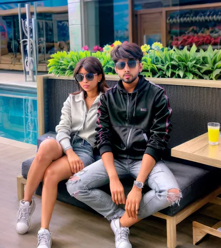 wearing stylish sunglasses and girl friend is sitting with him,birce akalay,beautiful couple,couple goal,prince and princess,love couple,chandigarh,singer and actress,couple,couple - relationship,icon