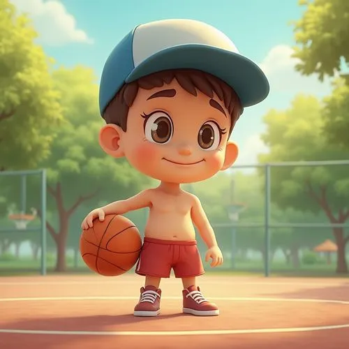 basketball player,basketballer,cute cartoon character,basketball,outdoor basketball,cute cartoon image