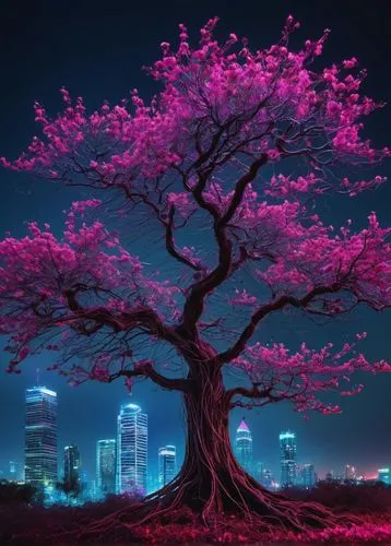 cherry blossom tree,blossom tree,sakura tree,the japanese tree,colorful tree of life,japanese sakura background,flourishing tree,magic tree,cherry tree,silk tree,lone tree,isolated tree,flower tree,red tree,magnolia tree,lilac tree,pink magnolia,painted tree,cherry blossom,blooming tree,Illustration,Paper based,Paper Based 10