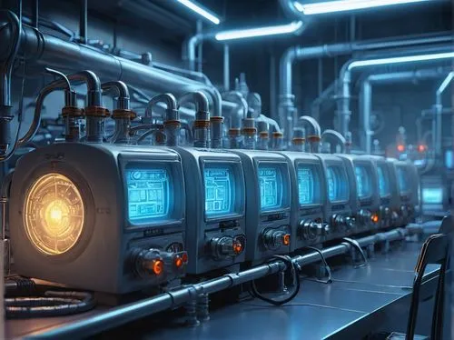 engine room,generators,heavy water factory,chemical laboratory,transistor checking,industrial tubes,industries,mining facility,refinery,tubes,laboratory oven,energy centers,electrical grid,electrical supply,circuitry,cinema 4d,steam machines,laboratory,tube radio,sci fi surgery room,Illustration,American Style,American Style 13