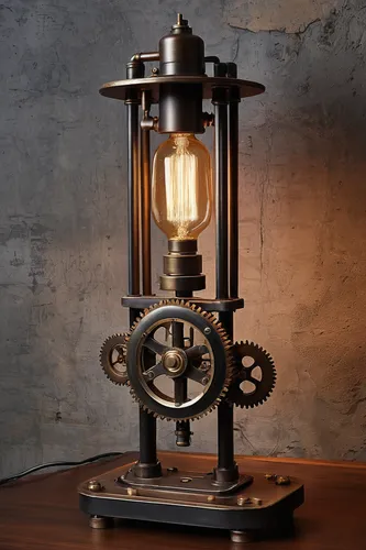 "Steampunk Vintage Industrial Table Lamp - Gears - Gauges 34"" High - Rustic Deco Incorporated",retro kerosene lamp,kerosene lamp,vintage lantern,oil lamp,table lamp,gas lamp,scientific instrument,vin