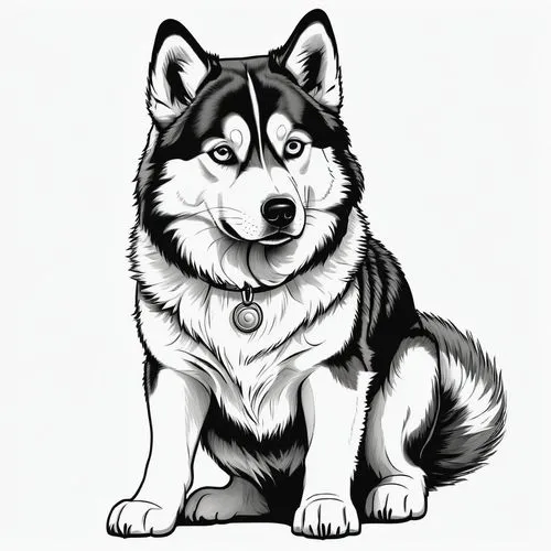 malamute,dog illustration,dog line art,inu,balto,siberian husky,Illustration,Children,Children 03