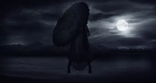 a beautiful black and white po with moonlight,dark angel,black angel,mothman,angel of death,llorona,the night of kupala,dark art,mourning swan,nocte,dark gothic mood,nocturnal bird,moonsorrow,nephilim