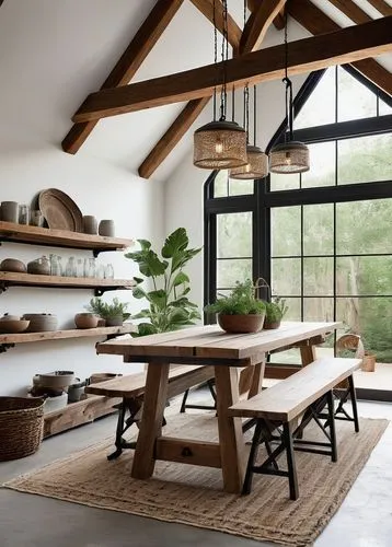 wooden beams,scandinavian style,dining table,kitchen table,breakfast room,loft,rustic,kitchen design,kitchen interior,modern kitchen interior,dining room table,danish furniture,modern kitchen,contemporary decor,home interior,wooden windows,barnwood,wood casework,rustic aesthetic,interior modern design,Conceptual Art,Sci-Fi,Sci-Fi 14