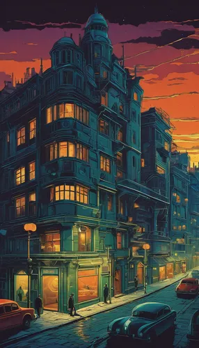 dusk,evening city,cityscape,tokyo city,cyberpunk,convenience store,dusk background,tokyo,suburb,shinjuku,chinatown,world digital painting,istanbul,colorful city,digital painting,night scene,gunkanjima,busan night scene,tenement,apartment block,Art,Classical Oil Painting,Classical Oil Painting 11