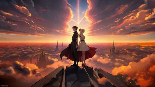 skycraper,evangelion,valerian,fantasy picture,sky city,kingdom,above the city,would a background,the pillar of light,rise,ascending,ascension,journey,king sword,epic sky,wonder woman city,cg artwork,sky,fantasia,immenhausen