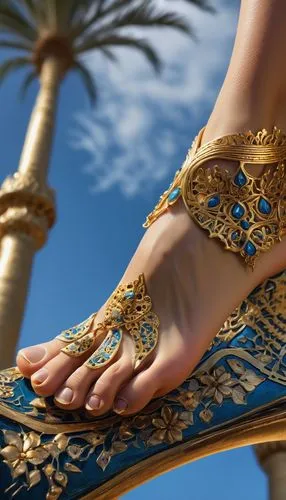 foot model,anklet,flying carpet,foot reflexology,sandals,reflexology,girl feet,sandal,feet closeup,barefoot,majorelle blue,talons,slide sandal,ballet flat,gold ornaments,toes,beach shoes,feet,summer flip flops,flip-flops,Conceptual Art,Fantasy,Fantasy 11