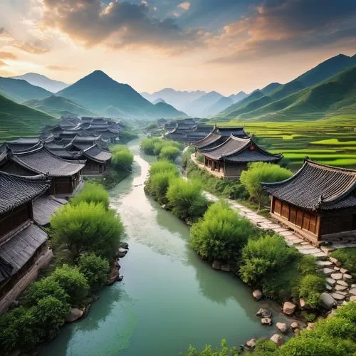 japan landscape,asian architecture,korean folk village,south korea,rice fields,teahouses,yunnan,beautiful japan,shannxi,rice paddies,qingming,rice terrace,lijiang,guizhou,green landscape,yangshao,yinzhen,mountainous landscape,beautiful landscape,guilin,Photography,General,Realistic