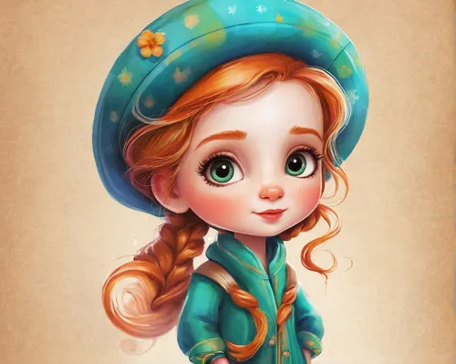 princess anna,cute cartoon character,elsa,merida,fairy tale character,agnes,little girl,vintage girl,painter doll,musketeer,kids illustration,fantasy portrait,rapunzel,disney character,girl portrait,clementine,young girl,the little girl,child portrait,chibi girl,Illustration,Paper based,Paper Based 11