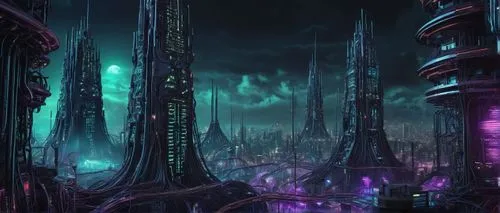 futuristic landscape,cybercity,primordia,arcology,cyberworld,undercity,cyberia,cybertown,fantasy city,coruscant,alien world,cyberport,alien planet,coldharbour,black city,cardassia,stellaris,scarcities,macroscale,secunda,Illustration,Realistic Fantasy,Realistic Fantasy 47