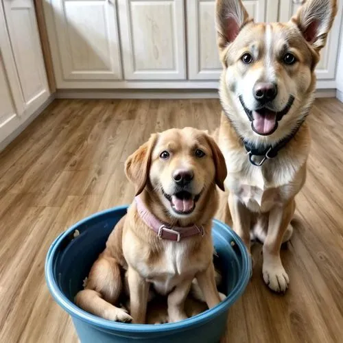 make the dog a Labrador
,happy faces,smiley girls,rescue dogs,dog siblings,dog crate,two running dogs,color dogs,two dogs,young dogs,german shepards,corgis,raging dogs,three dogs,amigos,best friends,d