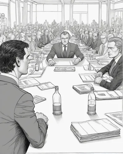 Create a tense confrontation between Tyrell Wellick and a powerful corporate rival during a high-stakes business meeting.,boardroom,meeting,board room,a meeting,the conference,business training,confer