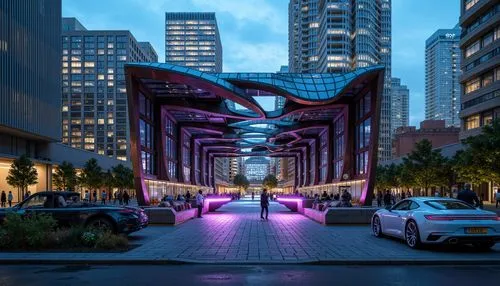 walkway,skybridge,underpass,transbay,underpasses,futuristic architecture,ultramodern,viola bridge,biopolis,elevated railway,hypermodern,dragon bridge,highway bridge,esplanades,futuristic,pergola,skywalks,colored lights,city highway,futuristic art museum