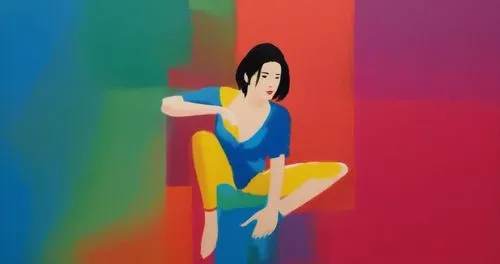 woman sitting,girl sitting,girl-in-pop-art,color wall,cmyk,modern pop art,girl in a long,pop art woman,cool pop art,pop art background,pop art colors,pop art style,sprint woman,lupin,girl on the stair