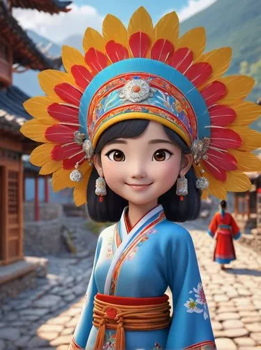 longmei,wulin,mongolian girl,chuseok,sungkyunkwan,lijiang,mulan,yunnan,korean folk village,diaochan,joseon,tujia,hanbok,guobao,goryeo,xiaojin,qibao,inner mongolian beauty,hanfu,dianbai,Unique,3D,3D Character