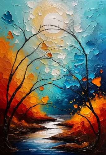 autumn landscape,autumn background,fall landscape,art painting,autumn tree,abstract painting