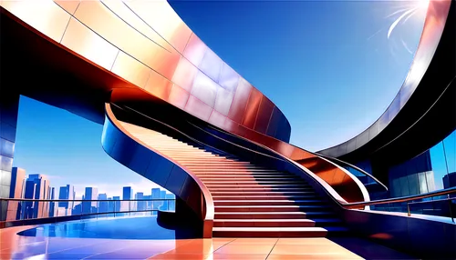 escalator,futuristic architecture,futuristic art museum,metro escalator,moving walkway,futuristic landscape,virtual landscape,art deco background,3d background,abstract corporate,city scape,background vector,sky space concept,conveyor belt,blur office background,sky train,winding steps,icon steps,mobile video game vector background,footbridge,Illustration,Realistic Fantasy,Realistic Fantasy 01