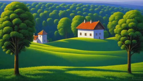 green landscape,home landscape,peter-pavel's fortress,landscape,escher village,fredric church,rural landscape,church painting,iulia hasdeu castle,khokhloma painting,transilvania,transylvania,ore mountains,farm landscape,slovenia,aurora village,grant wood,forest landscape,villa,knight village,Illustration,Realistic Fantasy,Realistic Fantasy 26