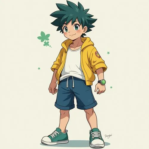 a cartoon character is posing for a po,deku,gon,shigehiro,digidestined,sero,echizen