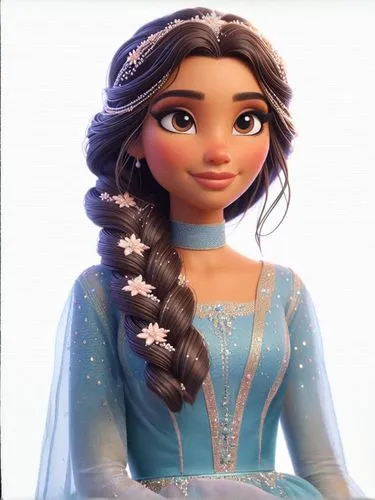 A woman in a pink prom dress, no disfigured hands,rapunzel,elsa,tiana,princess anna,princess sofia,disney character,jasmine,the snow queen,moana,frozen,ice princess,aladha,princess' earring,tangled,su