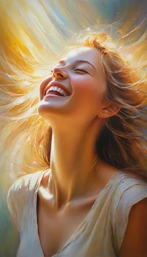 exuberance,ecstatic,exhilaration,joyfully,ebullient,jubilance,exhilarated,joyfulness,astonishment,divine healing energy,self hypnosis,exhilaratingly,jubilant,cheerfulness,sunburst background,oil painting on canvas,windblown,world digital painting,little girl in wind,laughter,Conceptual Art,Daily,Daily 32