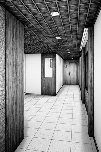 wood turn to brown colors. Windows are blue/ gras and tree is green.
 All of the sketch made this the markers,hallway space,corridors,hallway,jetway,corridor,3d rendering,passageway,3d rendered,sketch