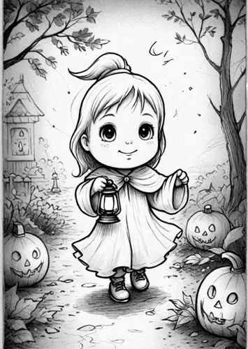 halloween illustration,halloween line art,chuseok,mid-autumn festival,storybook character,kirdyapkin,Design Sketch,Design Sketch,Detailed Outline