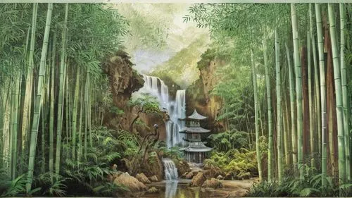 green waterfall,valdivian temperate rain forest,brown waterfall,tropical and subtropical coniferous forests,cascading,wasserfall,bridal veil fall,water fall,oil painting on canvas,waterfall,waterfalls,hawaii bamboo,watercolor background,rainforest,bamboo forest,a small waterfall,water falls,gioc village waterfall,cascades,forest background,Art sketch,Art sketch,Ultra Realistic