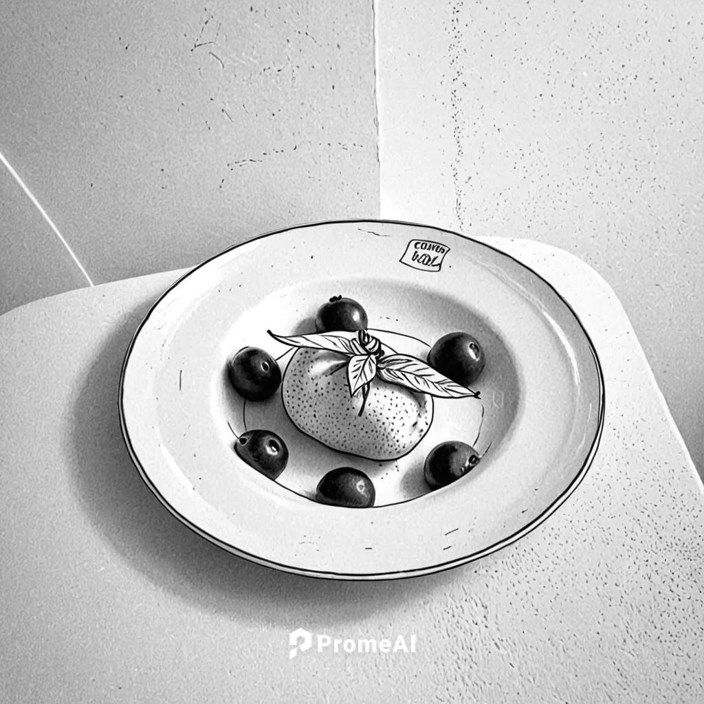 black and white picture of fruit in a plate,showerheads,wall light,kitchen socket,showerhead,ceiling light,exhaust fan,Design Sketch,Design Sketch,Black and white Comic