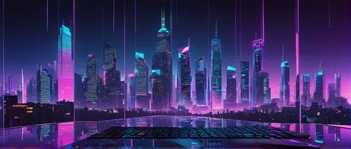 cyberpunk,purple wallpaper,futuristic landscape,cityscape,futuristic,fantasy city,metropolis,colorful city,cyberspace,computer art,cyber,aesthetic,desktop,3d background,city at night,dusk background,city skyline,vapor,background screen,ultraviolet,Conceptual Art,Oil color,Oil Color 14