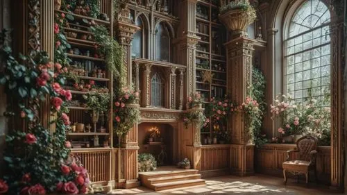 bookshelves,reading room,book wall,bookcases,dandelion hall,herbology,Photography,General,Fantasy