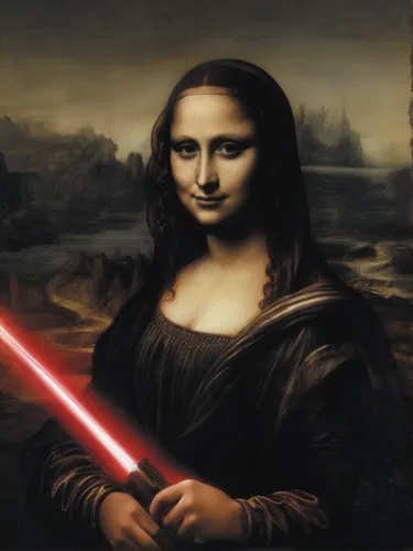 mona lisa,the mona lisa,lightsaber,dark side,laser sword,jedi,starwars,senate,clone jesionolistny,digiart,darth maul,darth wader,laser pointer,darth talon,princess leia,rots,wreck self,star wars,moder