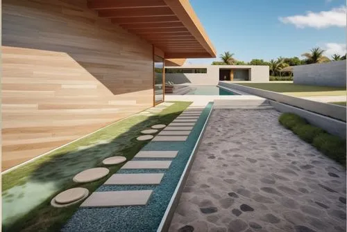 dug-out pool,wooden decking,3d rendering,pool house,roof landscape,outdoor pool,landscape design sydney,artificial grass,wood deck,dunes house,infinity swimming pool,render,grass roof,swimming pool,renders,corten steel,renderings,zen garden,landscaped,modern house,Photography,General,Realistic