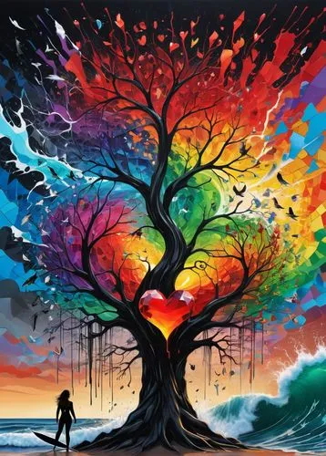 colorful tree of life,tree of life,painted tree,watercolor tree,magic tree,flourishing tree,the branches of the tree,celtic tree,the japanese tree,wondertree,family tree,bodhi tree,psychedelic art,tree thoughtless,the roots of trees,colorful background,harmony of color,rainbow background,emancipation,deciduous tree,Conceptual Art,Graffiti Art,Graffiti Art 08