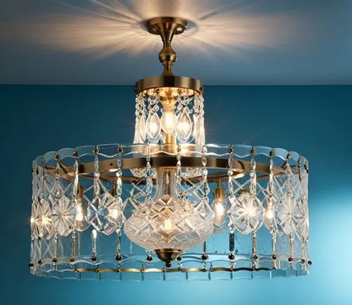 textured glass ceiling mount chandelier ,a chandelier in the shape of a glass tube,chandelier,chandeliered,chandeliers,ceiling lamp,hanging lamp,retro lampshade,Photography,General,Realistic