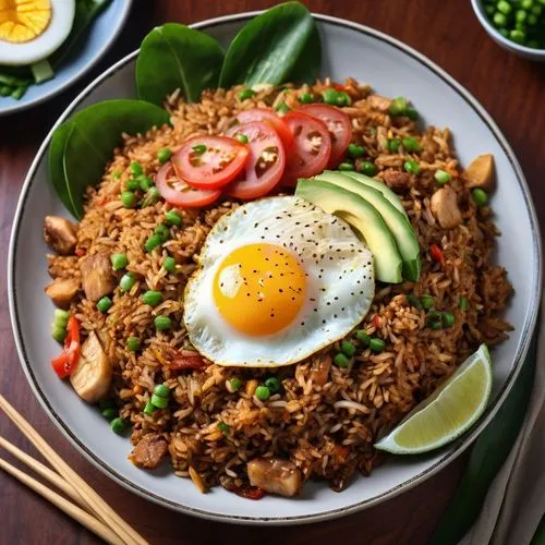 kimchi fried rice,thai fried rice,rice with minced pork and fried egg,rice with fried egg,indonesian dish,indonesian rice,Photography,General,Realistic