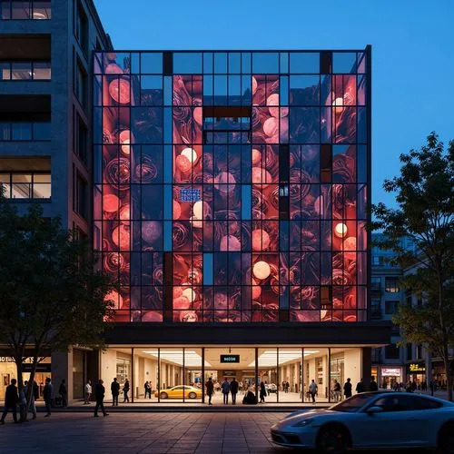 mvrdv,karolinska,glass building,glass facade,aarhus,adjaye,rikshospitalet,facade lantern,glass facades,tschumi,kulturhuset,night view of red rose,marimekko,arkitekter,aros,museumsquartier,glass balls,vitra,glass blocks,bjarke