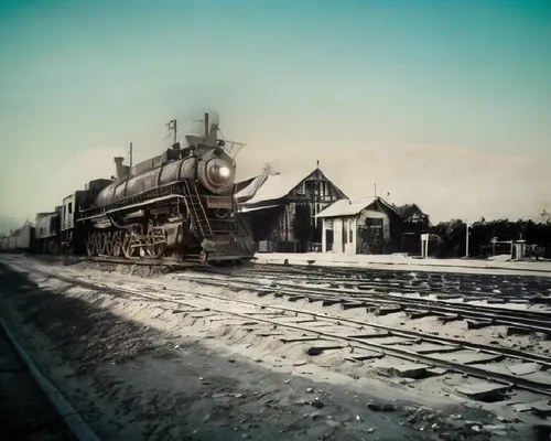 Photography angle from left to right,there is a steam train going down the tracks,steamtown,train depot,tywyn,railroad station,ferrocarril,shildon