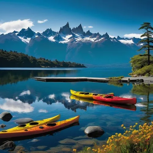 argentine patagonia,torres del paine,patagonia,patagonian,canoes,chile,Illustration,Realistic Fantasy,Realistic Fantasy 04