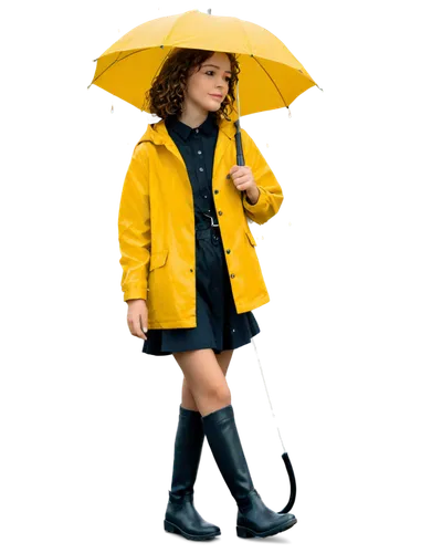 little girl with umbrella,raincoat,rain protection,rain suit,protection from rain,walking in the rain,rain stoppers,rain boot,weatherproof,asian umbrella,raindops,rubber boots,umbrella,brolly,umbrella pattern,in the rain,yellow,little yellow,little girl in wind,rain cats and dogs,Illustration,Paper based,Paper Based 29