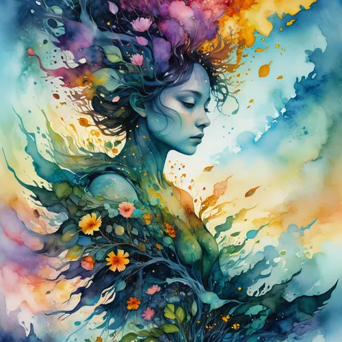 watercolor tree,colorful tree of life,flourishing tree,watercolor mermaid,watercolor floral background,watercolor background,girl in flowers,watercolor painting,watercolor flowers,flora,flower painting,watercolor flower,mother earth,watercolor,girl with tree,watercolor leaves,cosmic flower,watercolor paint,watercolor women accessory,watercolor wreath,Illustration,Paper based,Paper Based 20