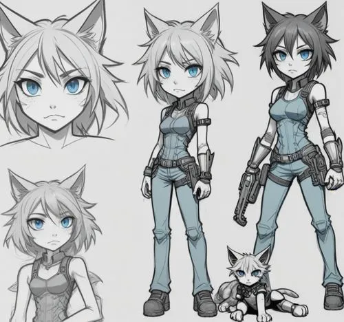 anthro,concept art,gray wolf,blackwolf,jackals,turnarounds