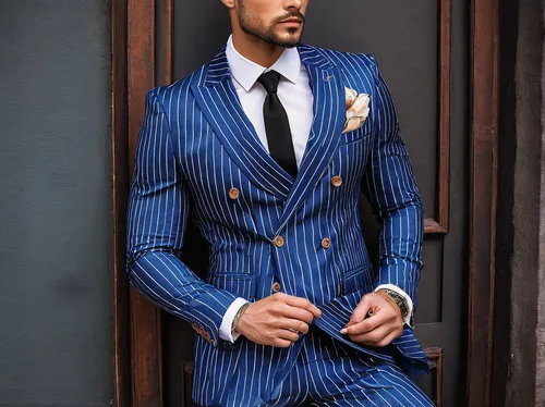 Best Double Breasted Notch Collar Striped Wedding Business Suit for Men You Can Buy,men's suit,navy suit,wedding suit,blue checkered,suit,men's wear,bluejacket,royal blue,businessman,dark blue and gol