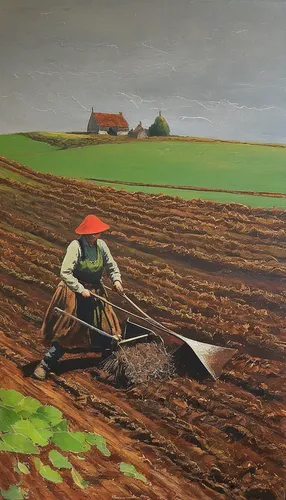 plough,furrows,field cultivation,agriculture,furrow,threshing,farming,farm landscape,farmer,agricultural,farmworker,salt harvesting,straw harvest,cultivated field,sweet potato farming,sowing,autumn chores,agroculture,plowing,agricultural use,Illustration,Paper based,Paper Based 15