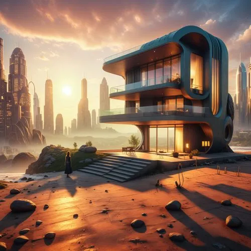 futuristic landscape,futuristic architecture,futuristic art museum,terraforming,modern architecture,dunes house,cube stilt houses,sky space concept,sci fiction illustration,cubic house,digital compositing,sci-fi,sci - fi,sci fi,futuristic,virtual landscape,scifi,alien planet,solar cell base,concept art,Photography,General,Realistic