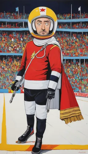 Captain Hindsight complains about the lack of safety measures during an extreme sports event.,goaltender,berger picard,power hockey,hockey,hockey protective equipment,defenseman,sports hero fella,ice 