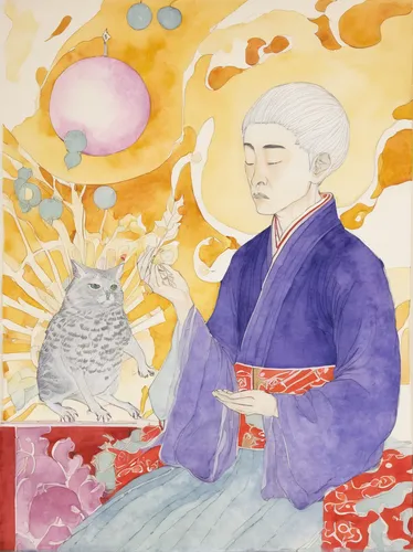 shirakami-sanchi,oriental painting,japanese art,kado,jizo,kishu,kitsune,emperor,bodhisattva,amano,astral traveler,yi sun sin,wild emperor,rem in arabian nights,furin,qi-gong,plum blossoms,khokhloma painting,shakuhachi,horumonyaki,Illustration,Paper based,Paper Based 22